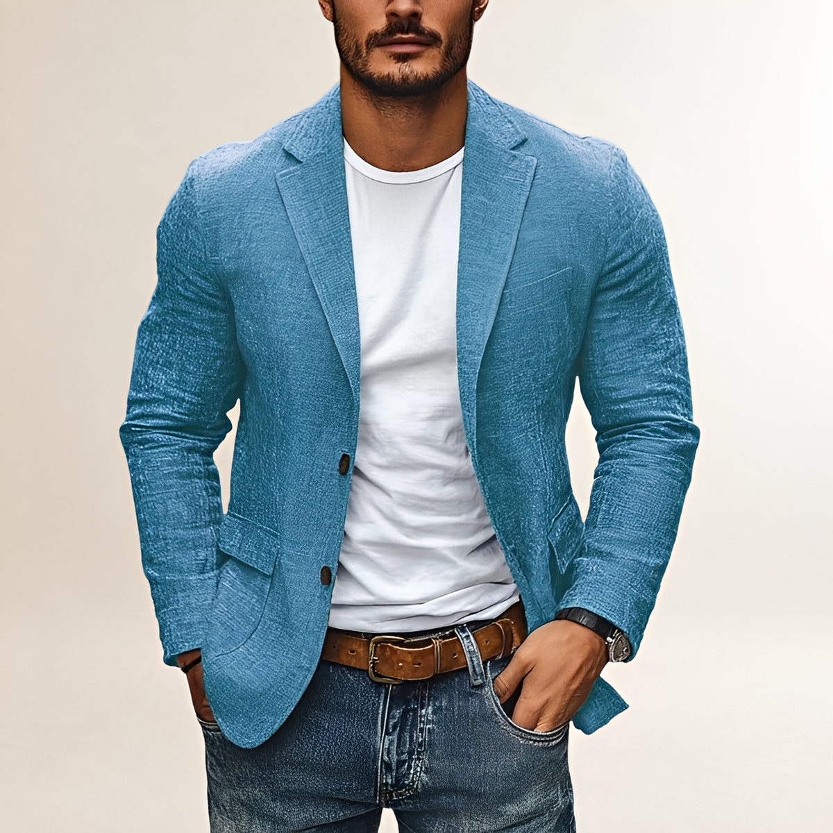 Blazer homme slim à revers à notch et fermeture deux boutons