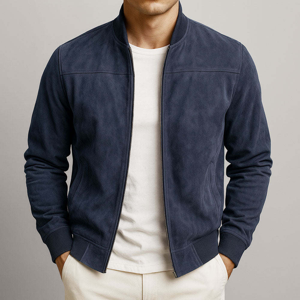 Blouson bomber homme zipé avec poignets côtelés et coupe décontractée