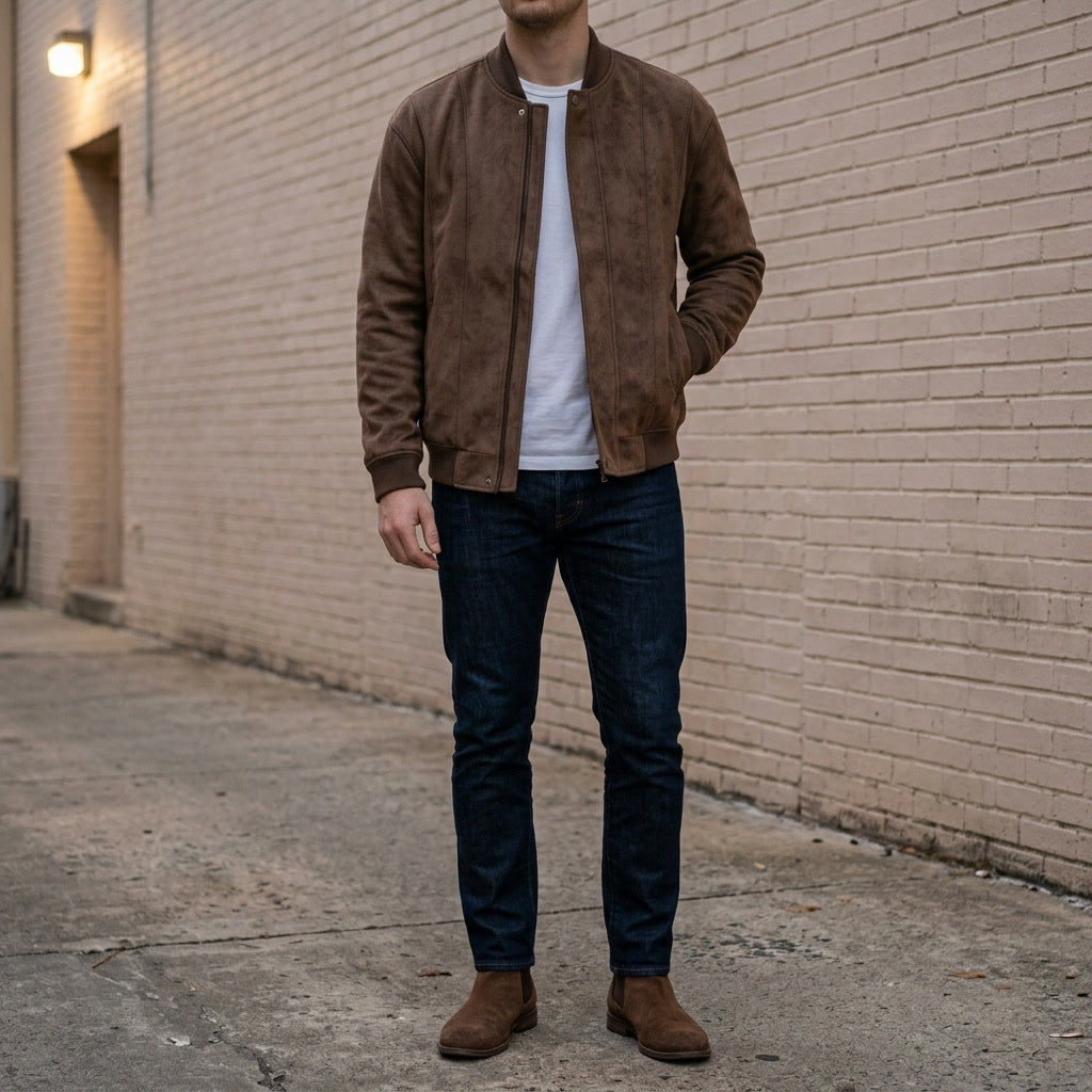 Blouson bomber homme zip-front avec col et poignets côtelés