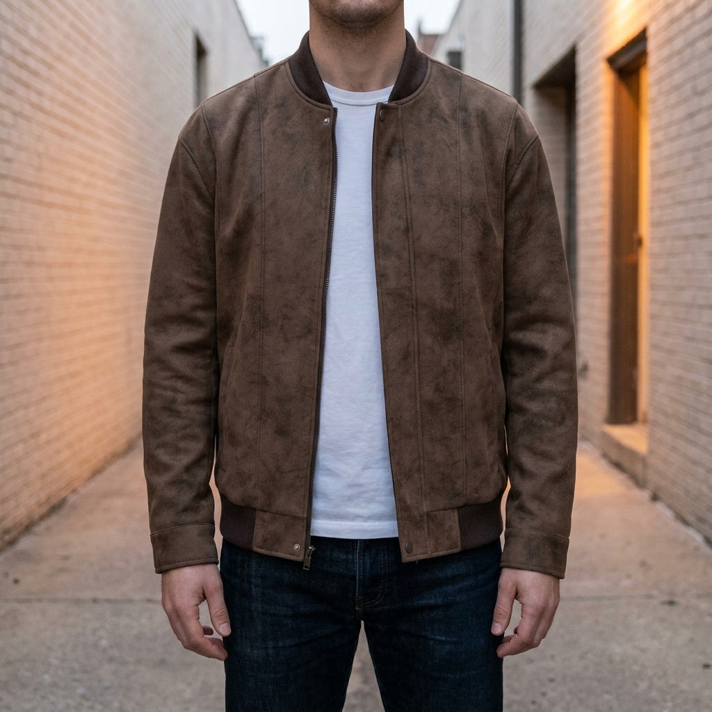 Blouson bomber homme zip-front avec col et poignets côtelés