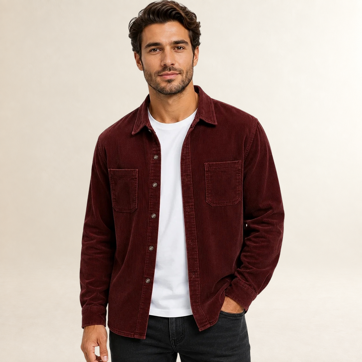 Blouson homme à col revers et fermeture boutons - coupe régulière