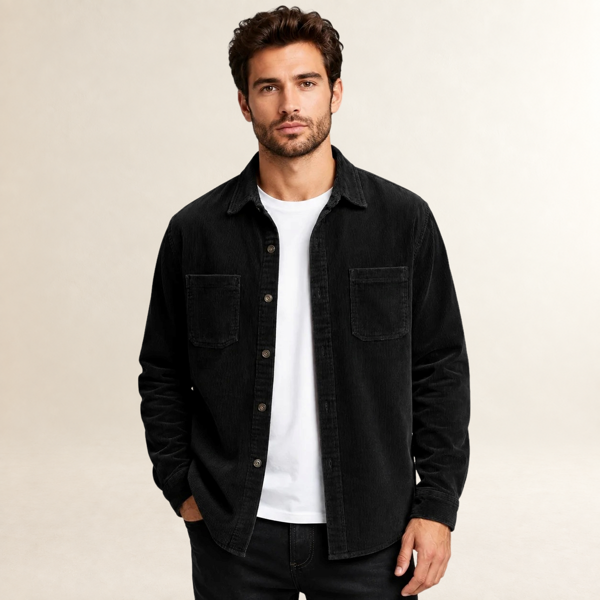 Blouson homme à col revers et fermeture boutons - coupe régulière