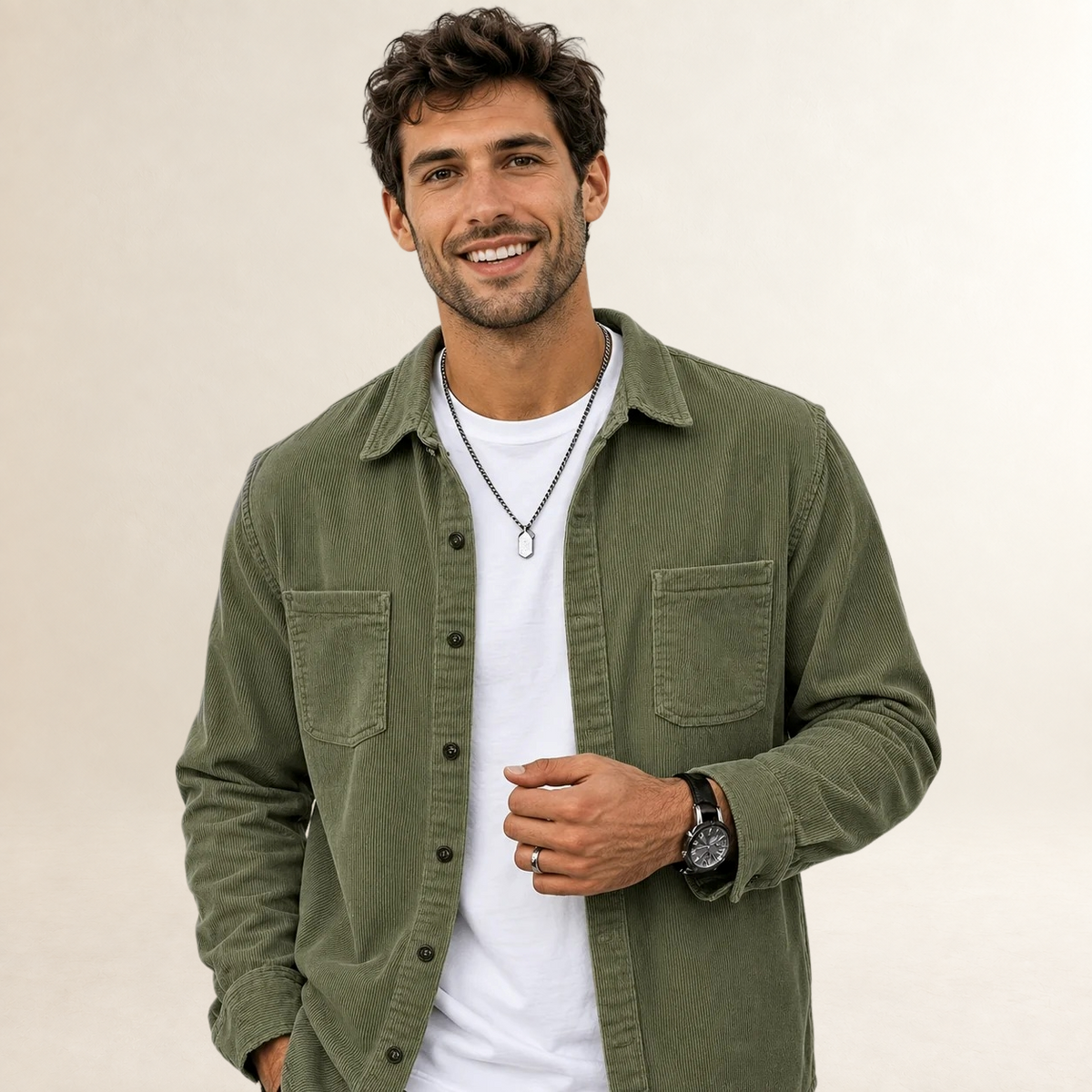 Blouson homme à col revers et fermeture boutons - coupe régulière