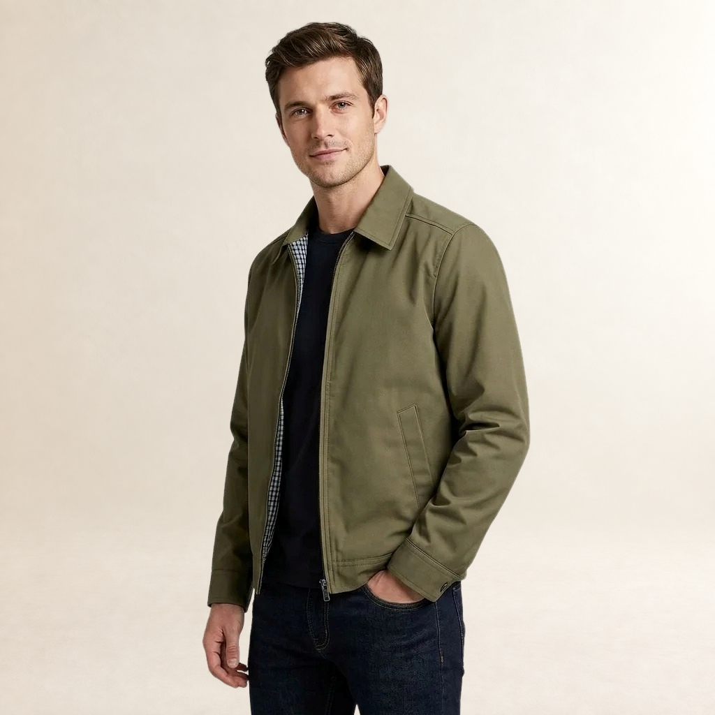 Blouson homme à fermeture éclair intégrale et col point