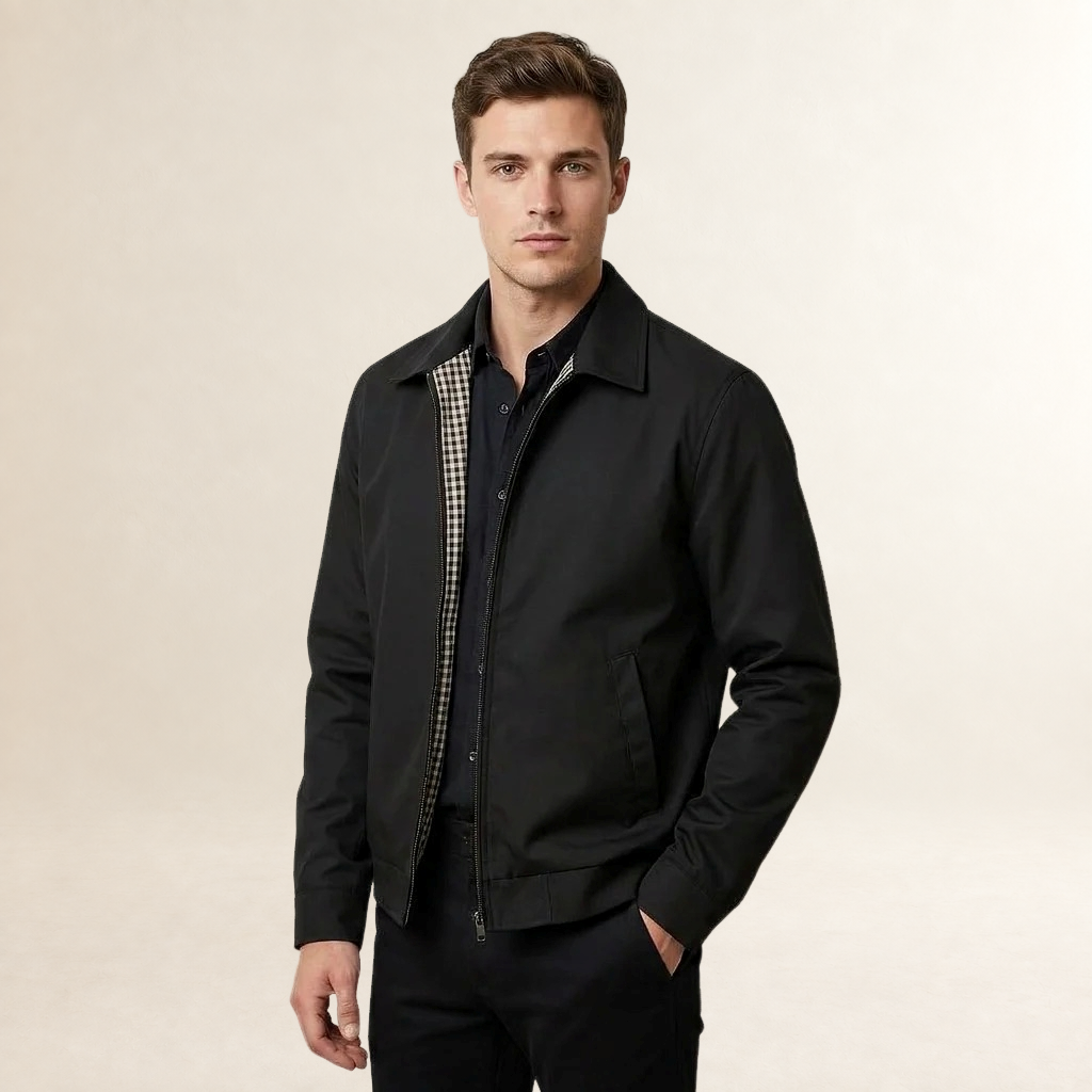 Blouson homme à fermeture éclair intégrale et col point