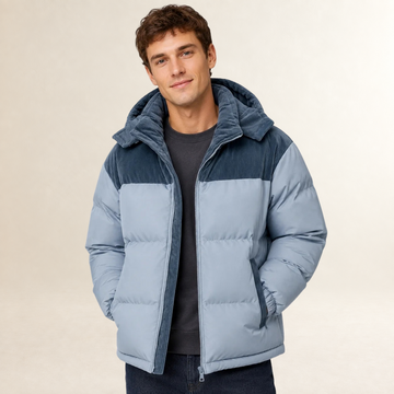 Blouson homme matelassé à capuche et design color block - coupe oversize