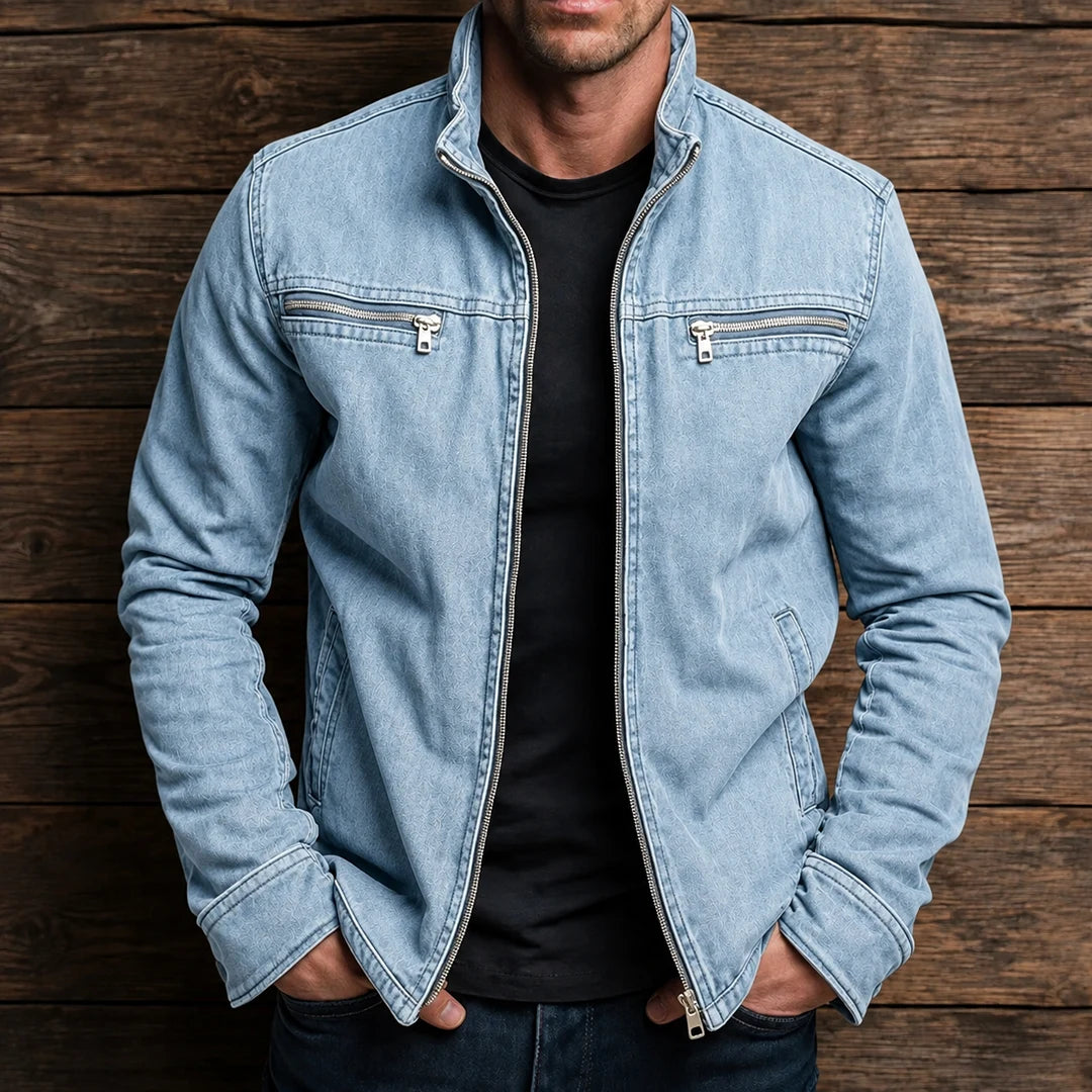 Blouson pour homme à col montant, zip, deux poches poitrine, coupe régulière