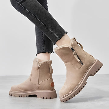 Bottes d'hiver femme à semelle chunky doublure chaude fermeture zippée hauteur ankle