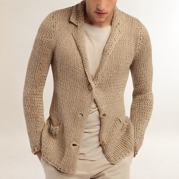 Cardigan blazer homme col à revers poches plaquées coupe régulière