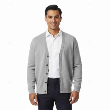 Cardigan homme à V-neck fermeture bouton coupe classique