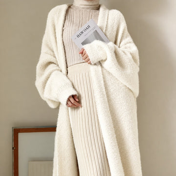 Cardigan long femme à coupe oversize et ouverture frontale - style décontracté, longueur longue