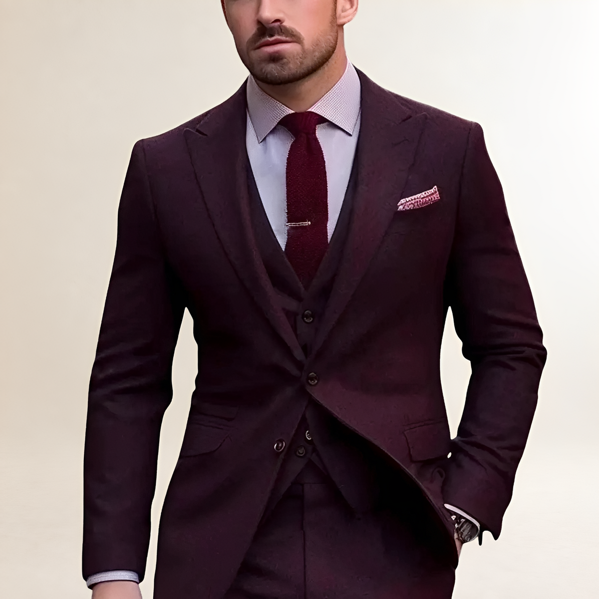 Costume trois pièces pour homme avec blazer, gilet et pantalon slim