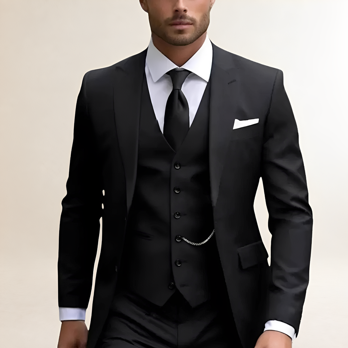 Costume trois pièces pour homme avec blazer, gilet et pantalon slim