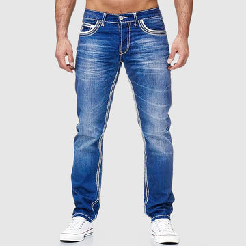 Jeans homme coupe classique à cinq poches taille mi-haute