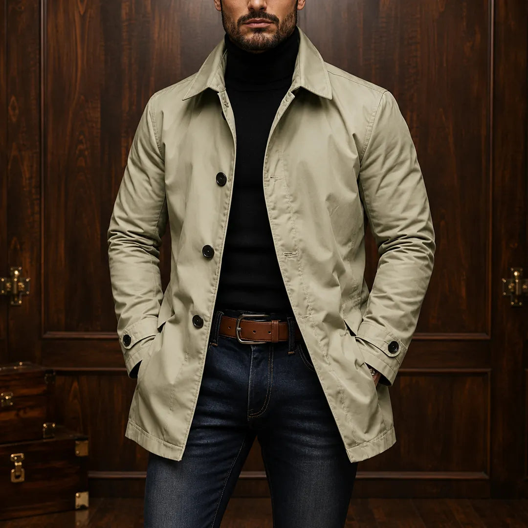Manteau décontracté pour homme à bouton, col classique, coupe ajustée