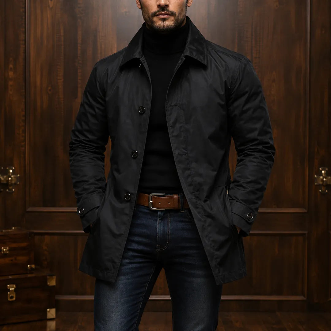 Manteau décontracté pour homme à bouton, col classique, coupe ajustée