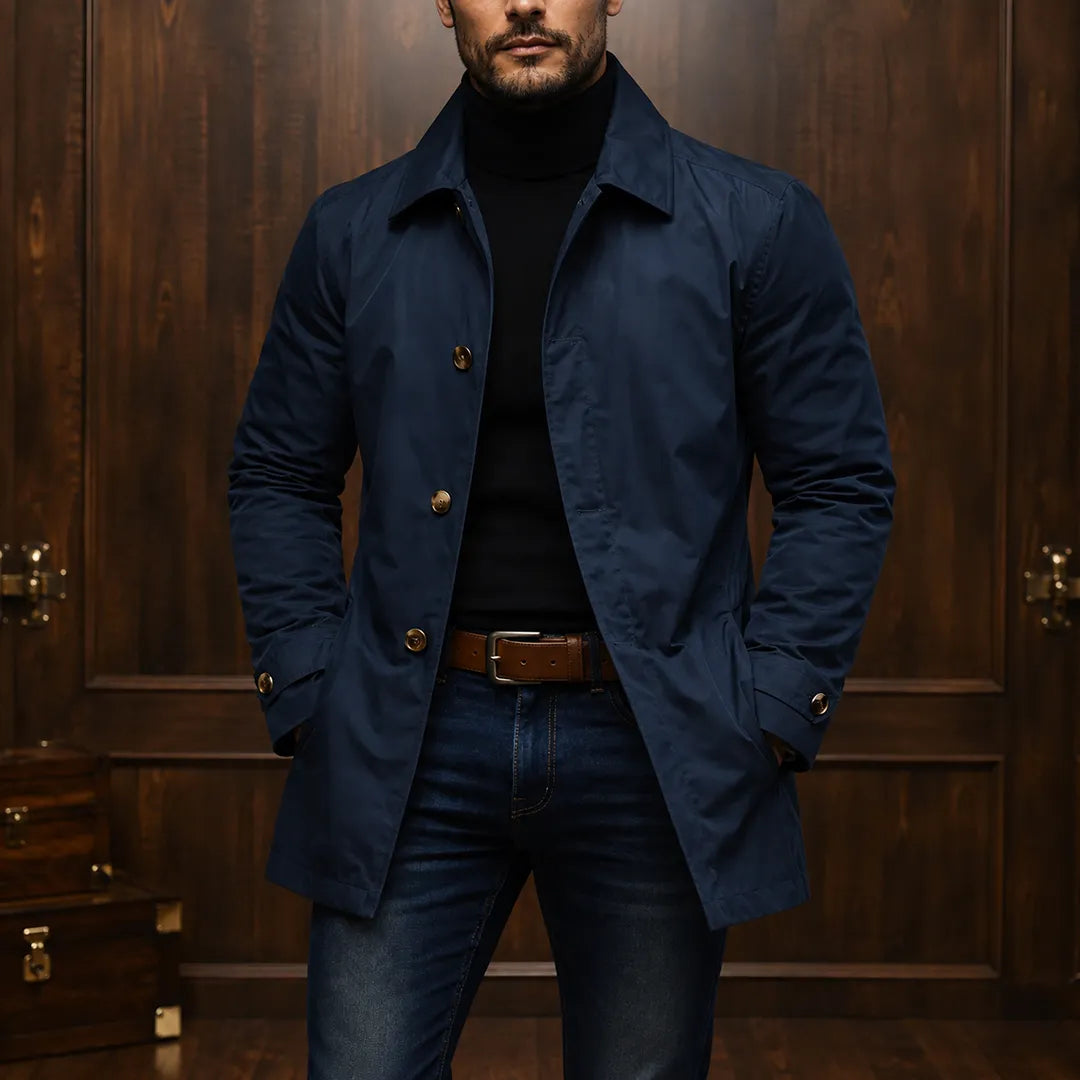 Manteau décontracté pour homme à bouton, col classique, coupe ajustée