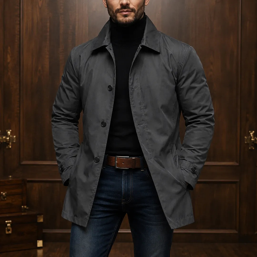 Manteau décontracté pour homme à bouton, col classique, coupe ajustée