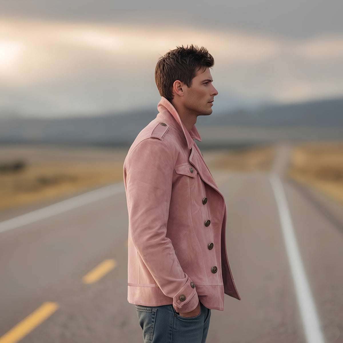 Manteau homme croisé à épaulettes et longueur courte - coupe classique