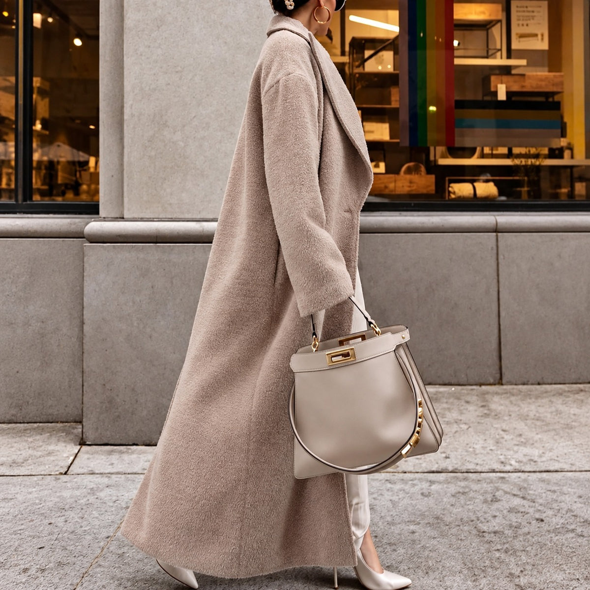 Manteau oversize femme longueur longue revers à revers simple fermeture croisée