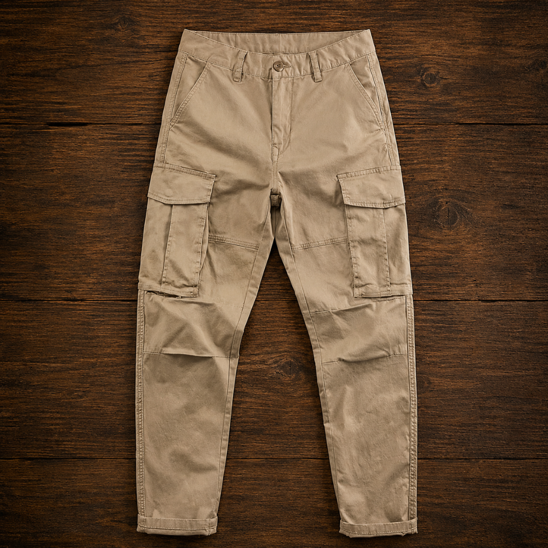 Pantalon cargo homme coupe droite avec multiples poches