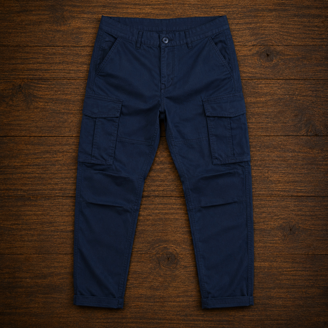 Pantalon cargo homme coupe droite avec multiples poches