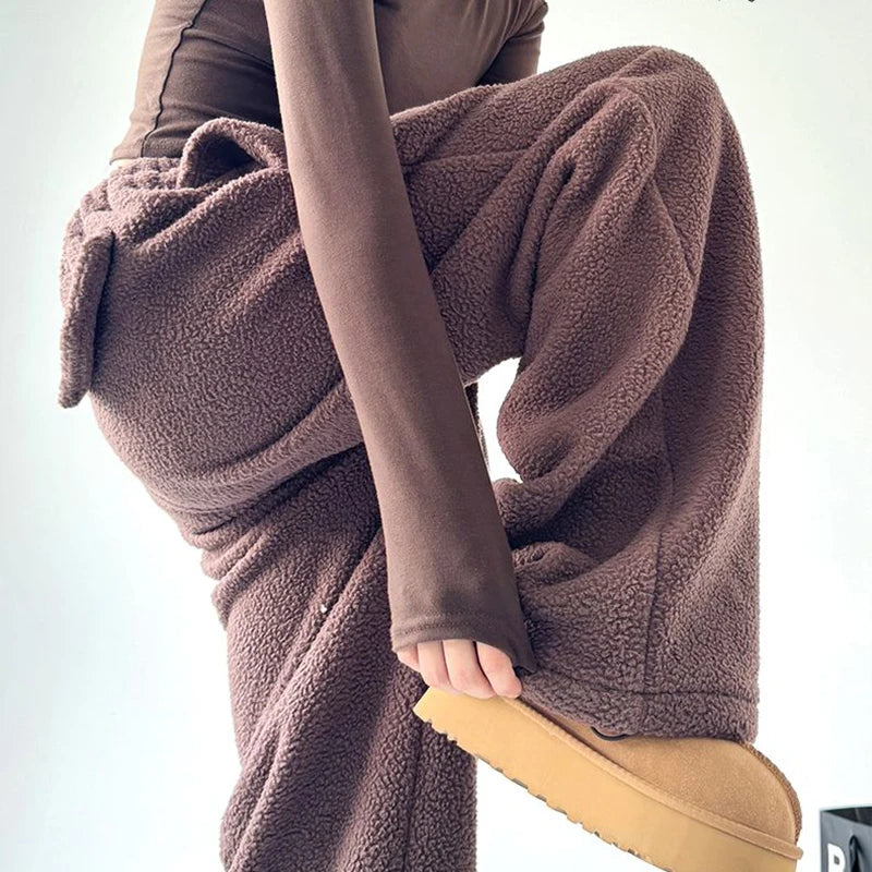 Pantalon de survêtement femme coupe large avec cordon à la taille et poches