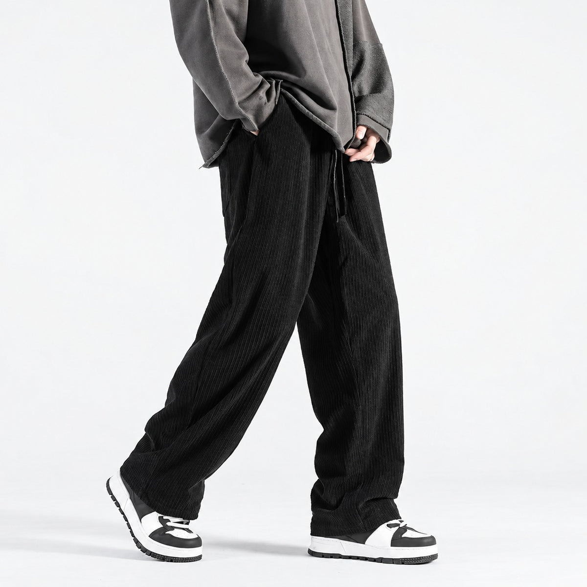 Pantalon de survêtement homme coupe loose taille à cordon jambe large style décontracté