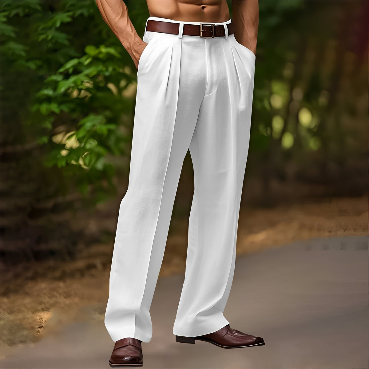 Pantalon homme à plis décontracté à jambes larges - coupe relaxée et silhouette moderne