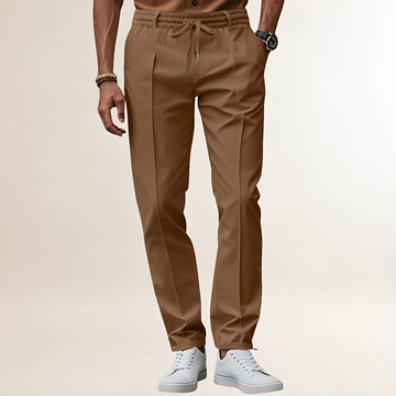 Pantalon pour homme à taille élastique avec cordon de serrage et pli marqué