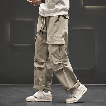 Pantalons cargo homme coupe décontractée avec taille à cordon et poches