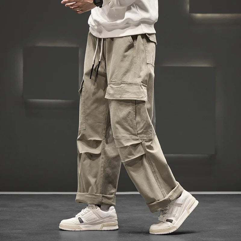 Pantalons cargo homme coupe décontractée avec taille à cordon et poches