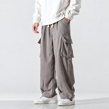 Pantalons cargo homme coupe décontractée taille élastique poches latérales