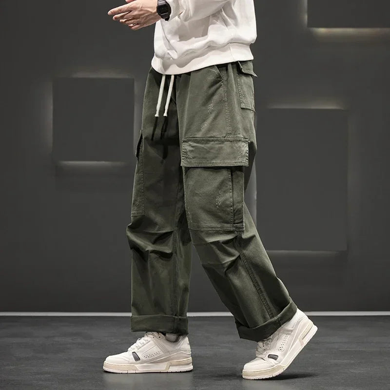 Pantalons cargo homme coupe décontractée avec taille à cordon et poches