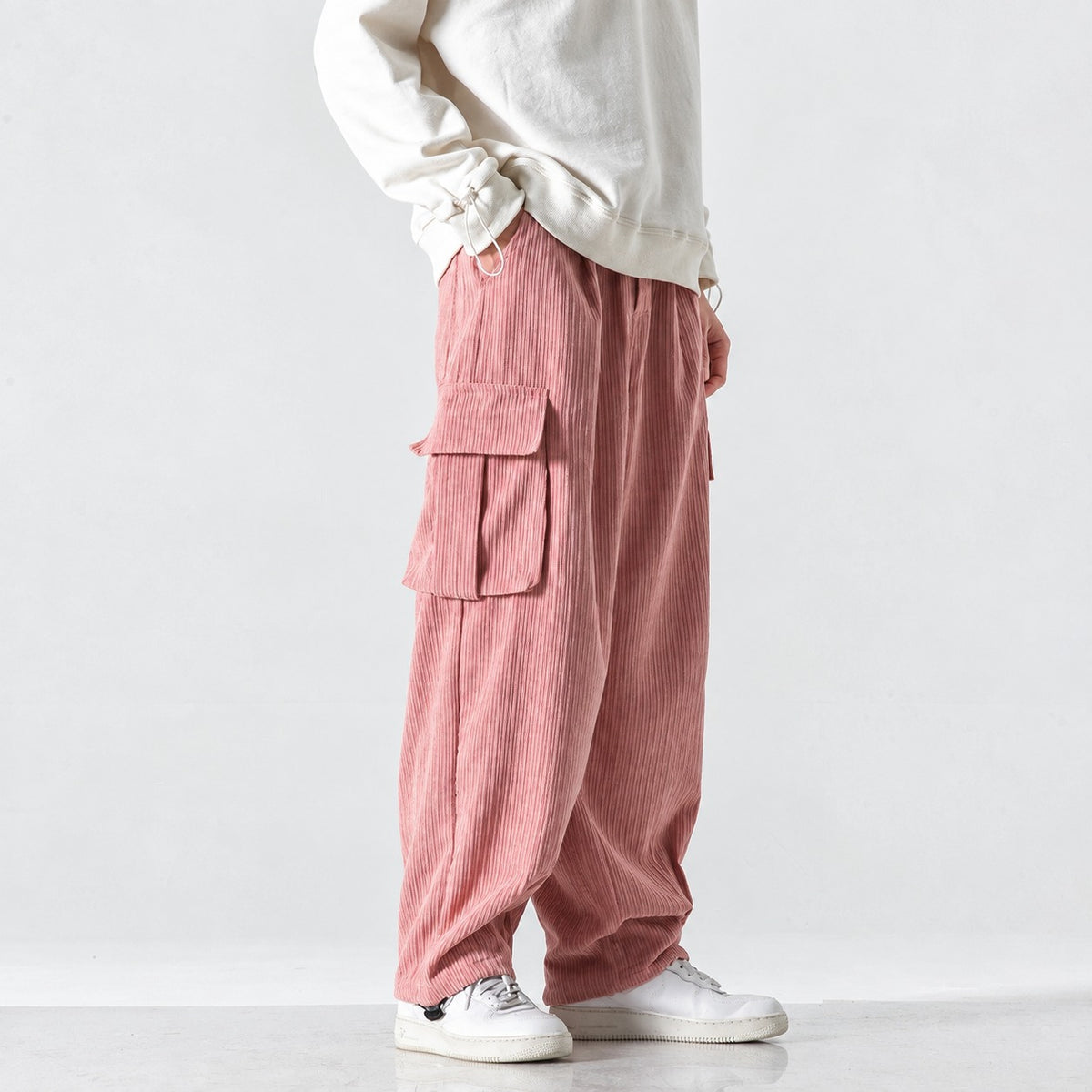 Pantalons cargo homme coupe décontractée taille élastique poches latérales