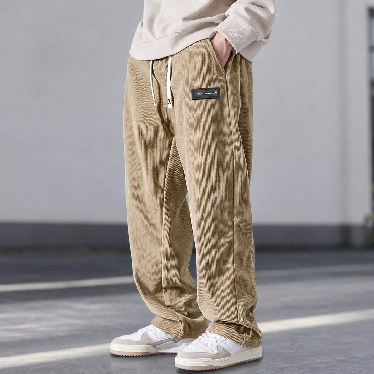 Pantalons homme coupe décontractée avec taille à cordon et poches latérales