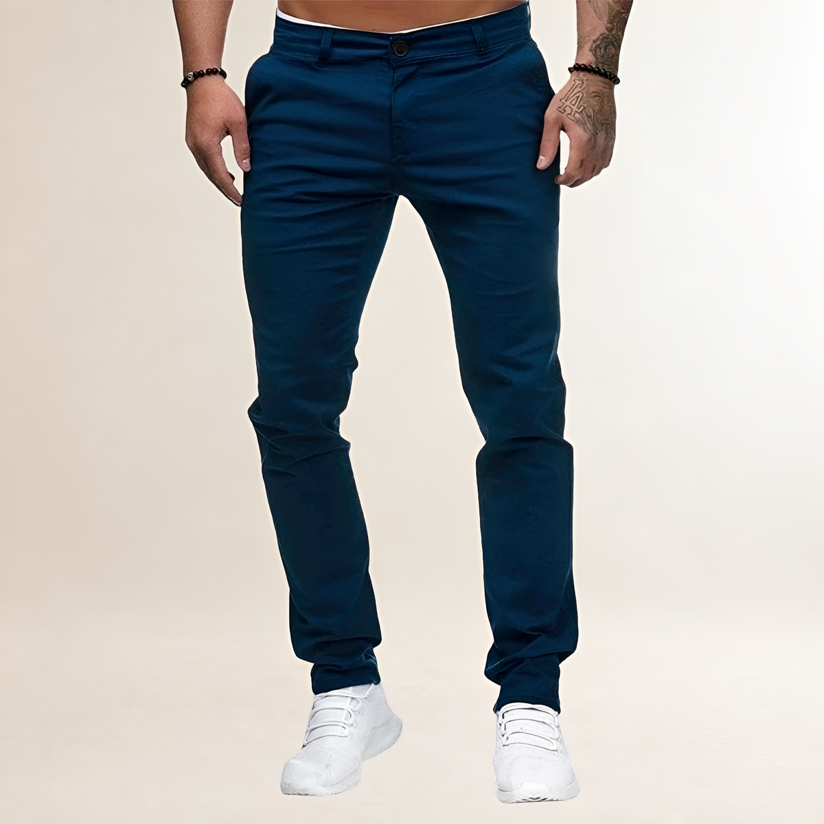 Pantalons homme slim à fermeture éclair et poches biais