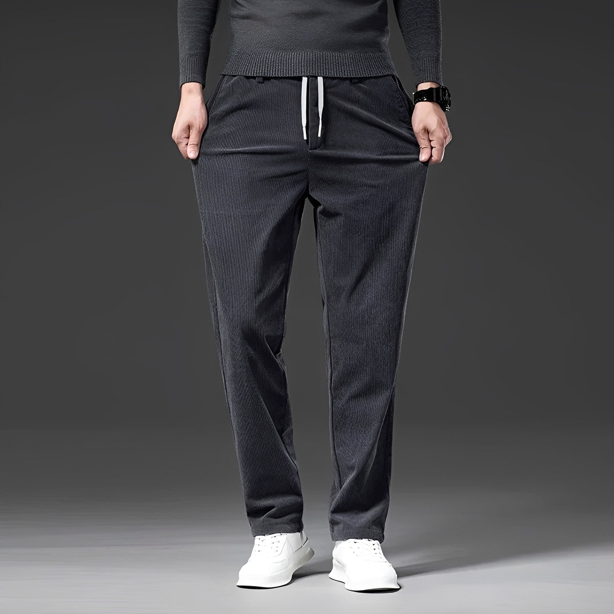 Pantalons homme à taille ajustable et coupe droite - style classique, confort décontracté