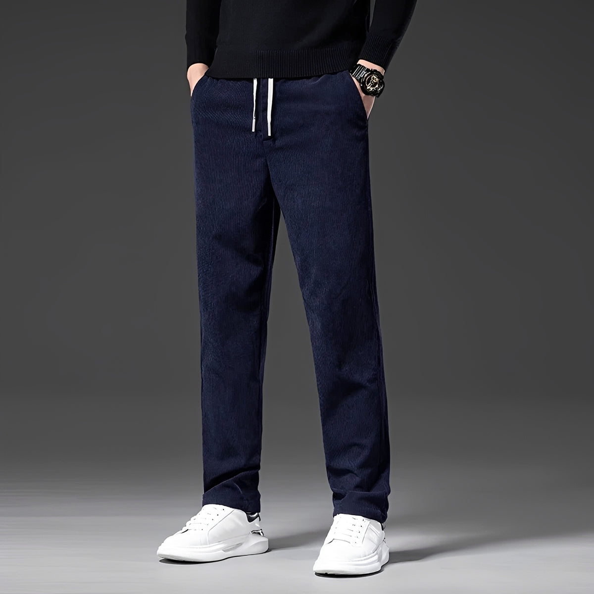 Pantalons homme à taille ajustable et coupe droite - style classique, confort décontracté