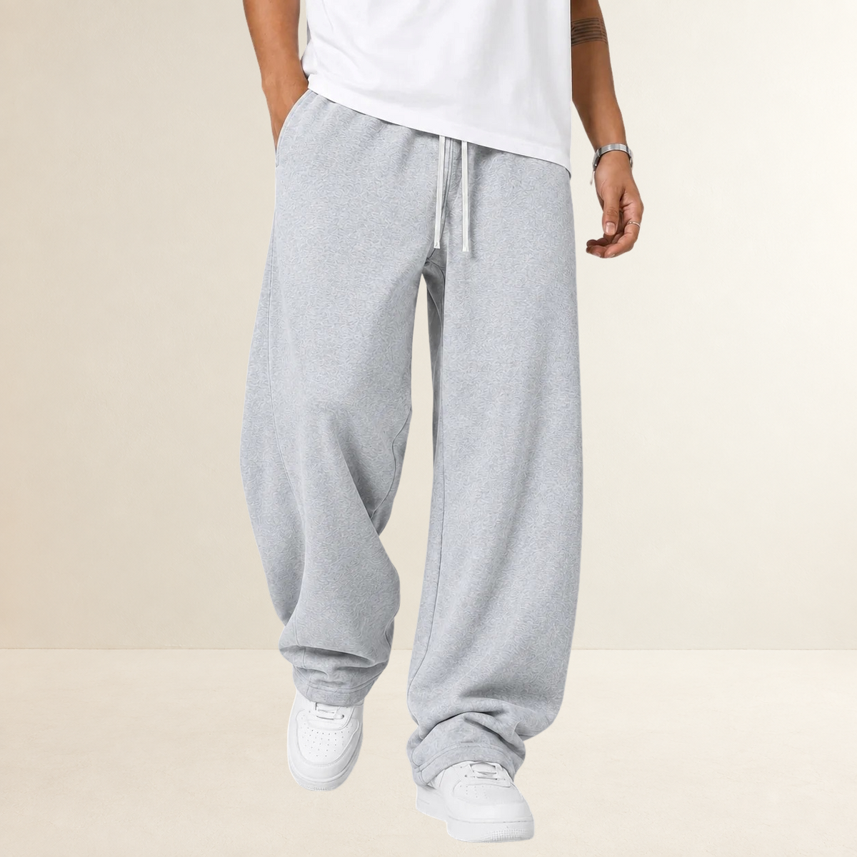 Pantalons joggers homme à jambes larges avec taille à cordon
