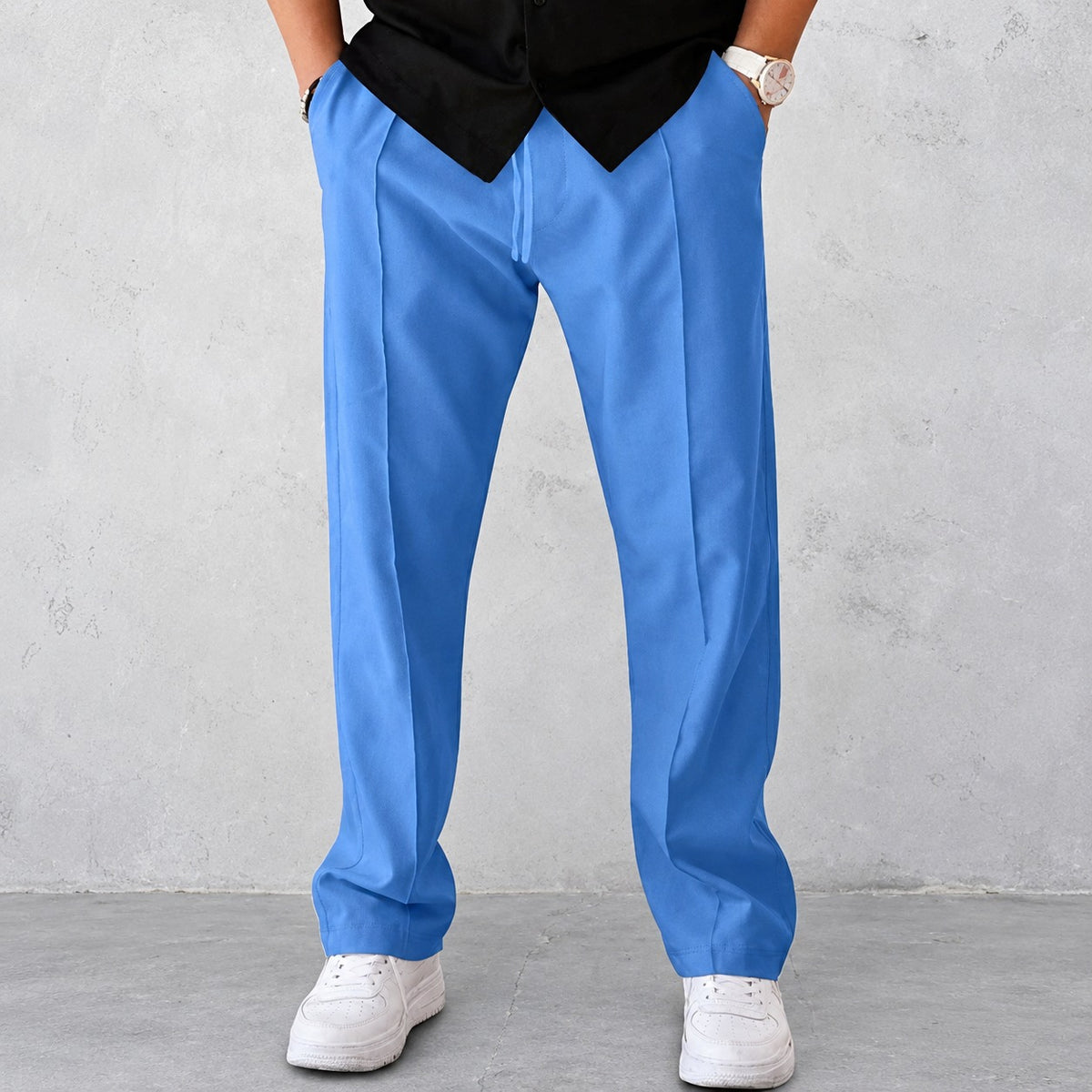 Pantalons pour homme - Design plissé avec taille élastique et poches latérales