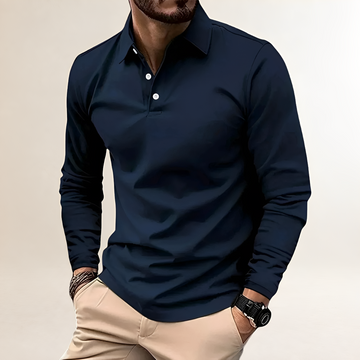 Polo homme à manches longues avec col classique - coupe slim