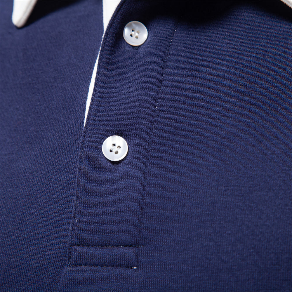 Polo homme à manches longues avec col classique et poignets côtelés