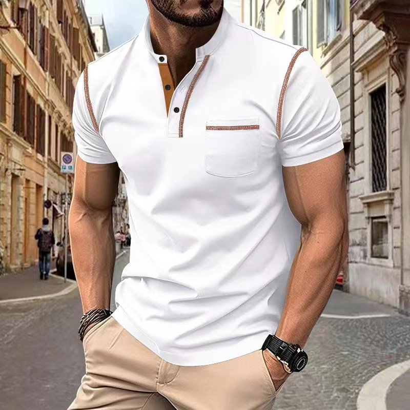 Polo à manches courtes pour homme avec col classique et poche poitrine – coupe moderne