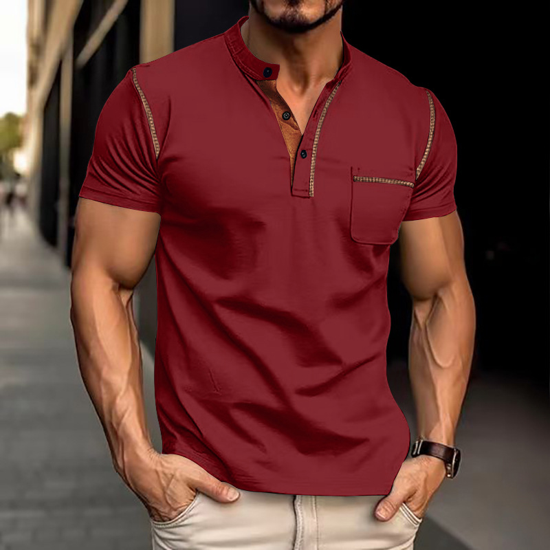 Polo à manches courtes pour homme avec col classique et poche poitrine – coupe moderne