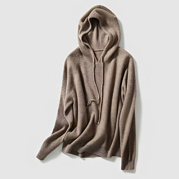 Sweat à capuche côtelé à manches longues pour femme