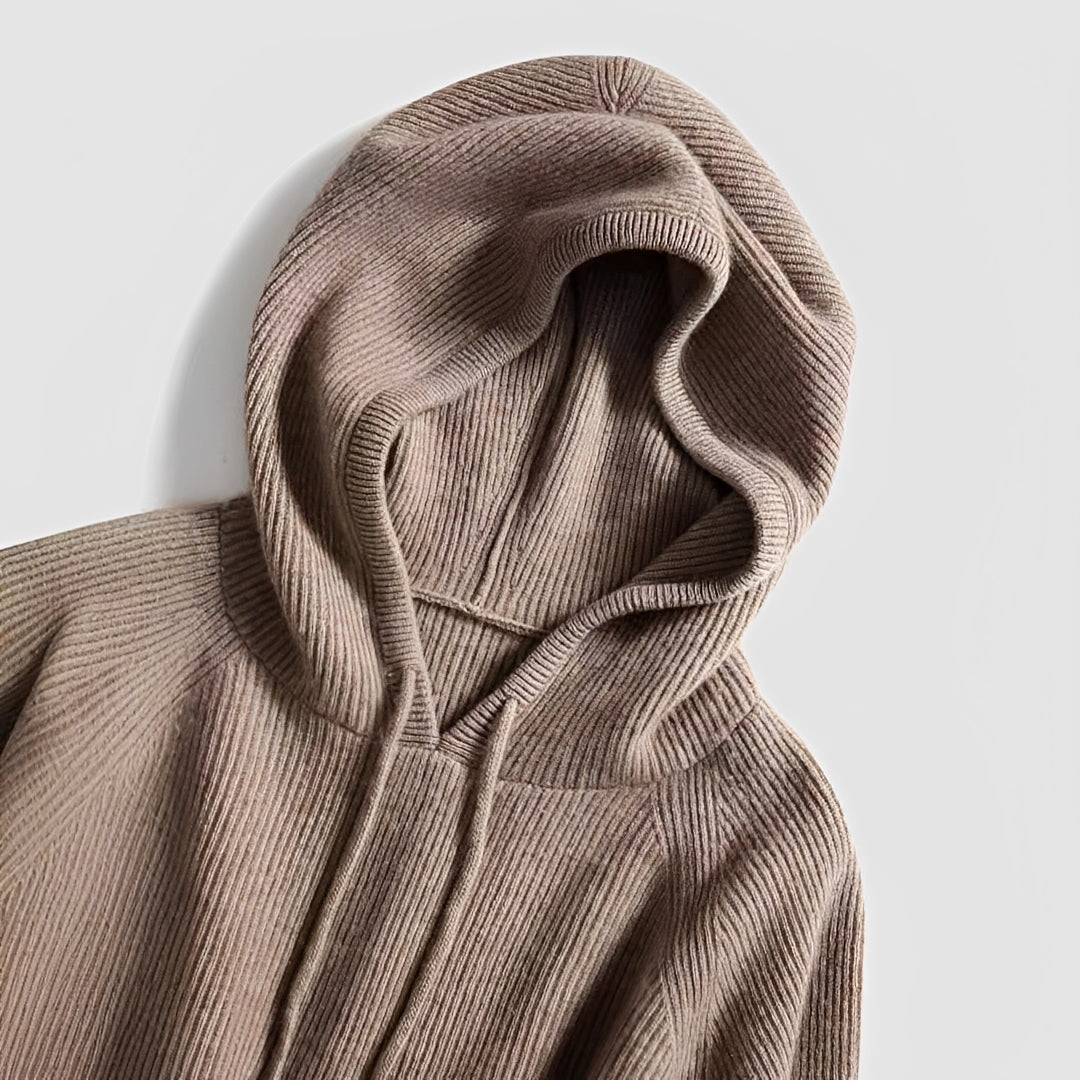 Sweat à capuche côtelé à manches longues pour femme