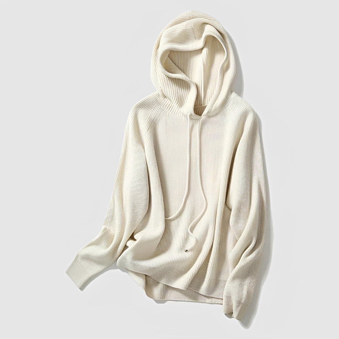 Sweat à capuche côtelé à manches longues pour femme