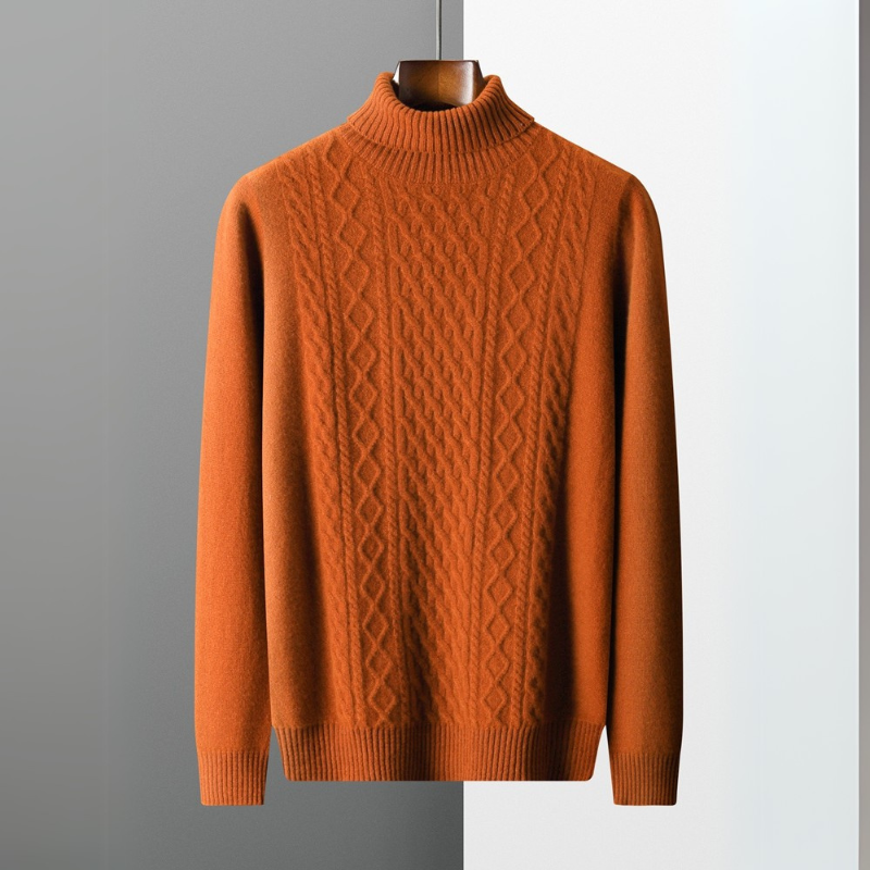 Pull à col roulé homme regular fit avec motif texturé et col en rib