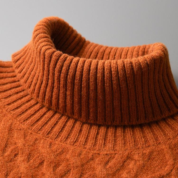 Pull à col roulé homme regular fit avec motif texturé et col en rib